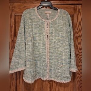 Alfred Dunner Women's Green Tweed Sweater